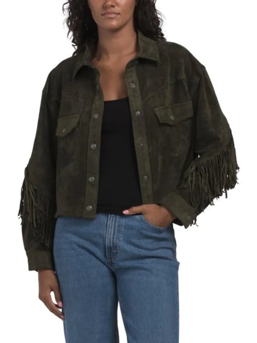 BLANK NYC Faux Suede Fringe Jacket